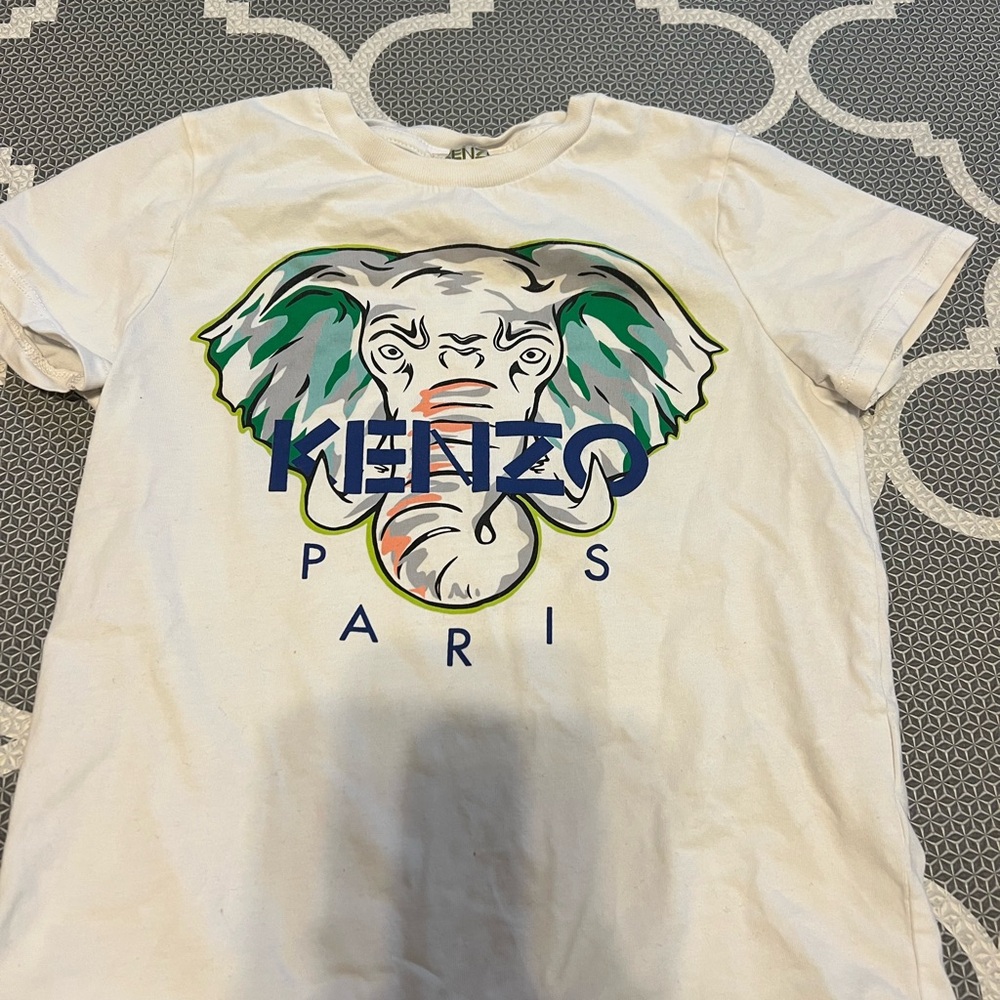 Kenzo Kids White Tee with Elephant Design
